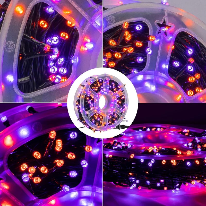 FUNPENY 164FT 500 LED Halloween Lights, 8 Modes Waterproof Plug in String Lights for Halloween Indoor Outdoor Yard Party Wedding Garden Home Decorations (Purple & Orange) - Image 4